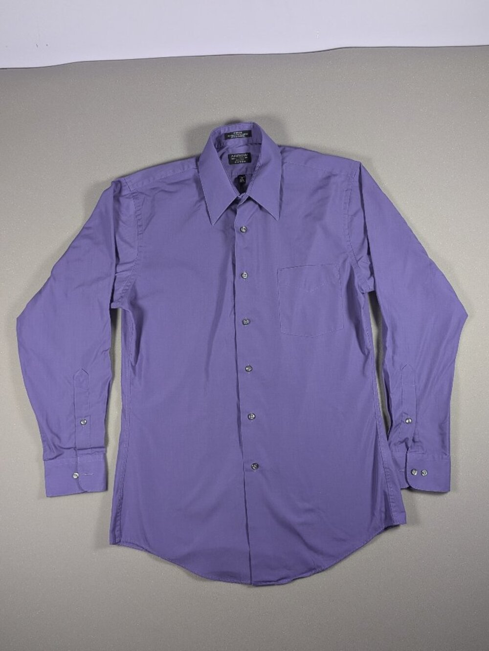Men's Arrow Long Sleeve Button Down Purple Dress Shirt Neck Size 15 (Med)